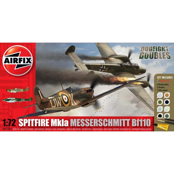 Spitfire MkIa and Messerschmitt Bf110 Dogfight Doubles Gift Set 1:72 