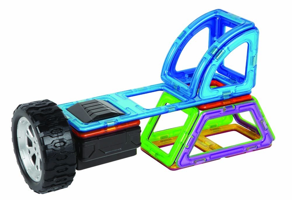 MAGFORMERS Set Ruote Giganti - 23 Pezzi Magnetici Con Assi, Cabina E Figure Per Costruire Veicoli - Giochi Costruttivi 3+ Anni