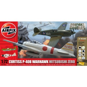 Curtiss P-40B Warhawk and Mitsubishi Zero Dogfight Doubles Gift Set 1:72
